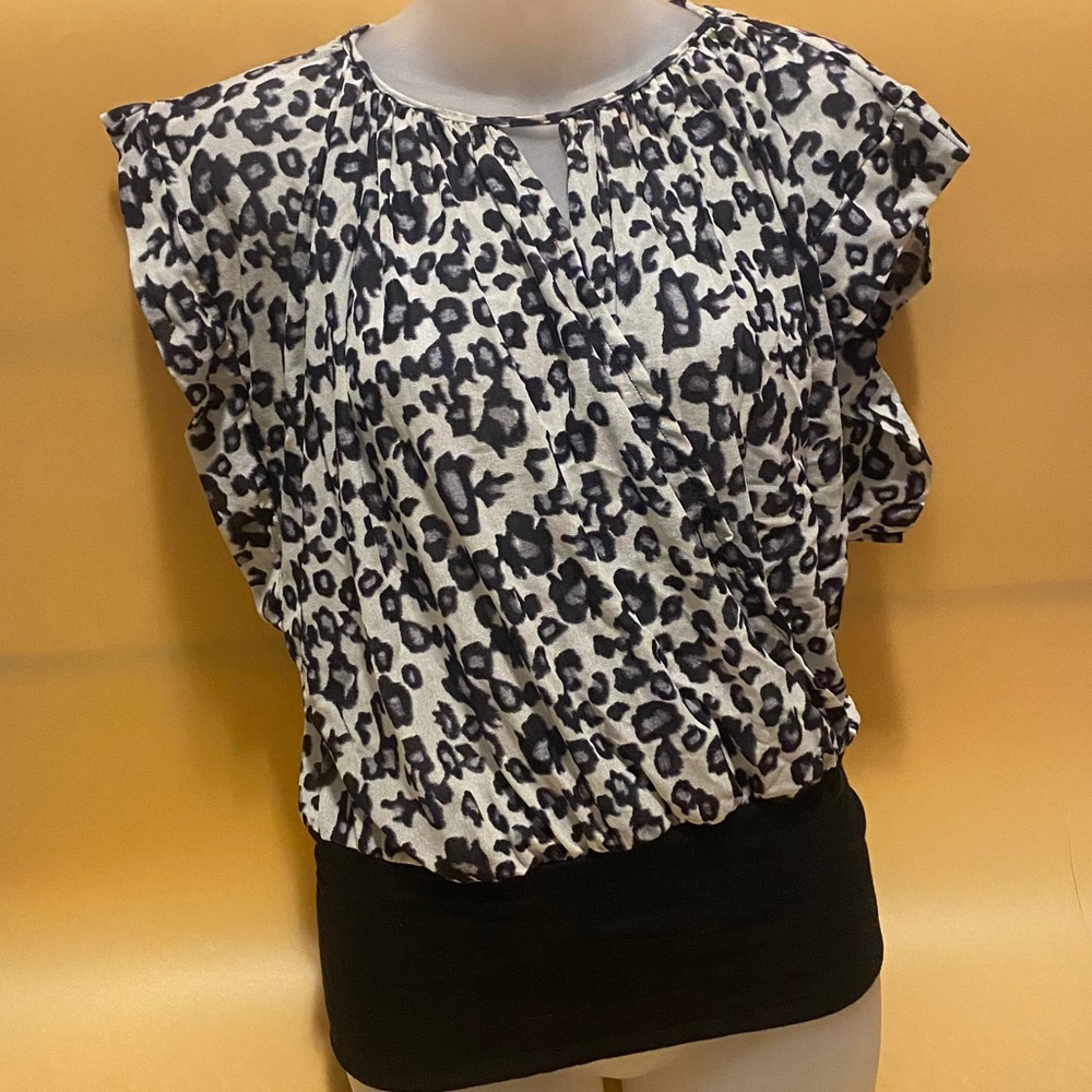 Leopard Print Grey Blouse